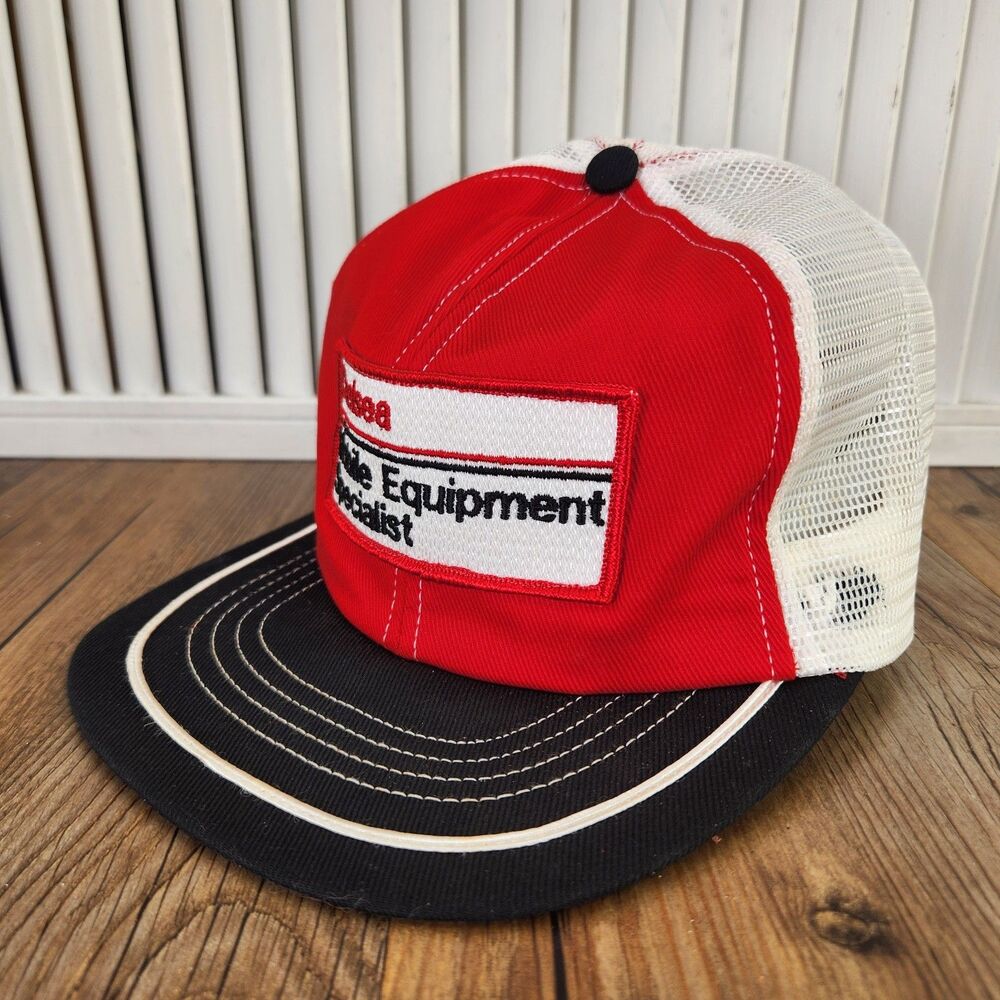 VTG Swingster Chelsea Mobile Equipment Specialist Patch Trucker Hat Red Black